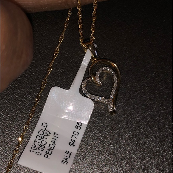 Real gold real diamond heart necklace best gift anniversary wedding birthday WOW - Picture 3 of 5